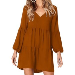 Tunic Dress, V Neck Casual Loose Swing Shift Dress
